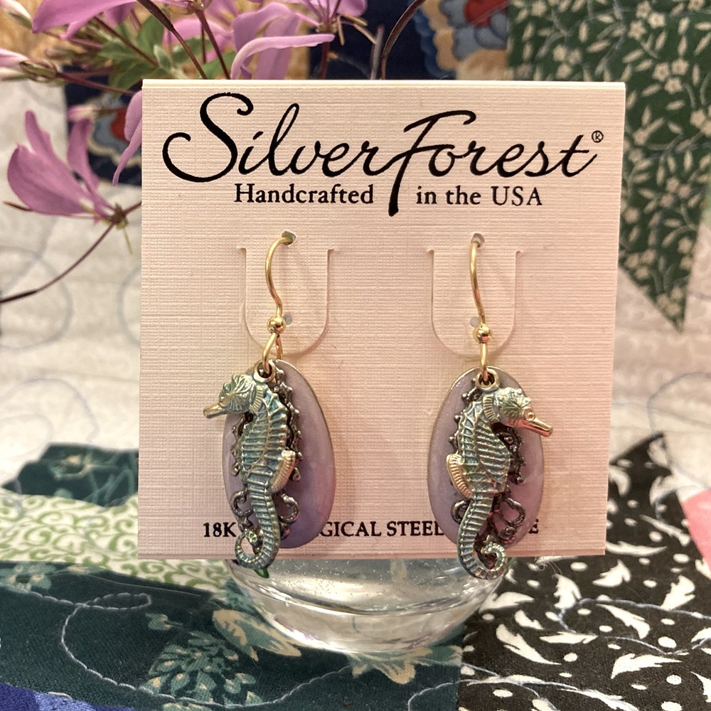 Silver Forest Seahorse Earrings